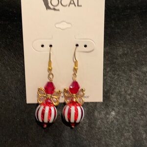 Elegant Gold and Red Butterfly Earrings